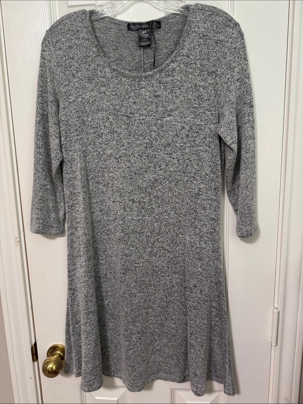 Cozy Gray Long-Sleeve Swing Dress
